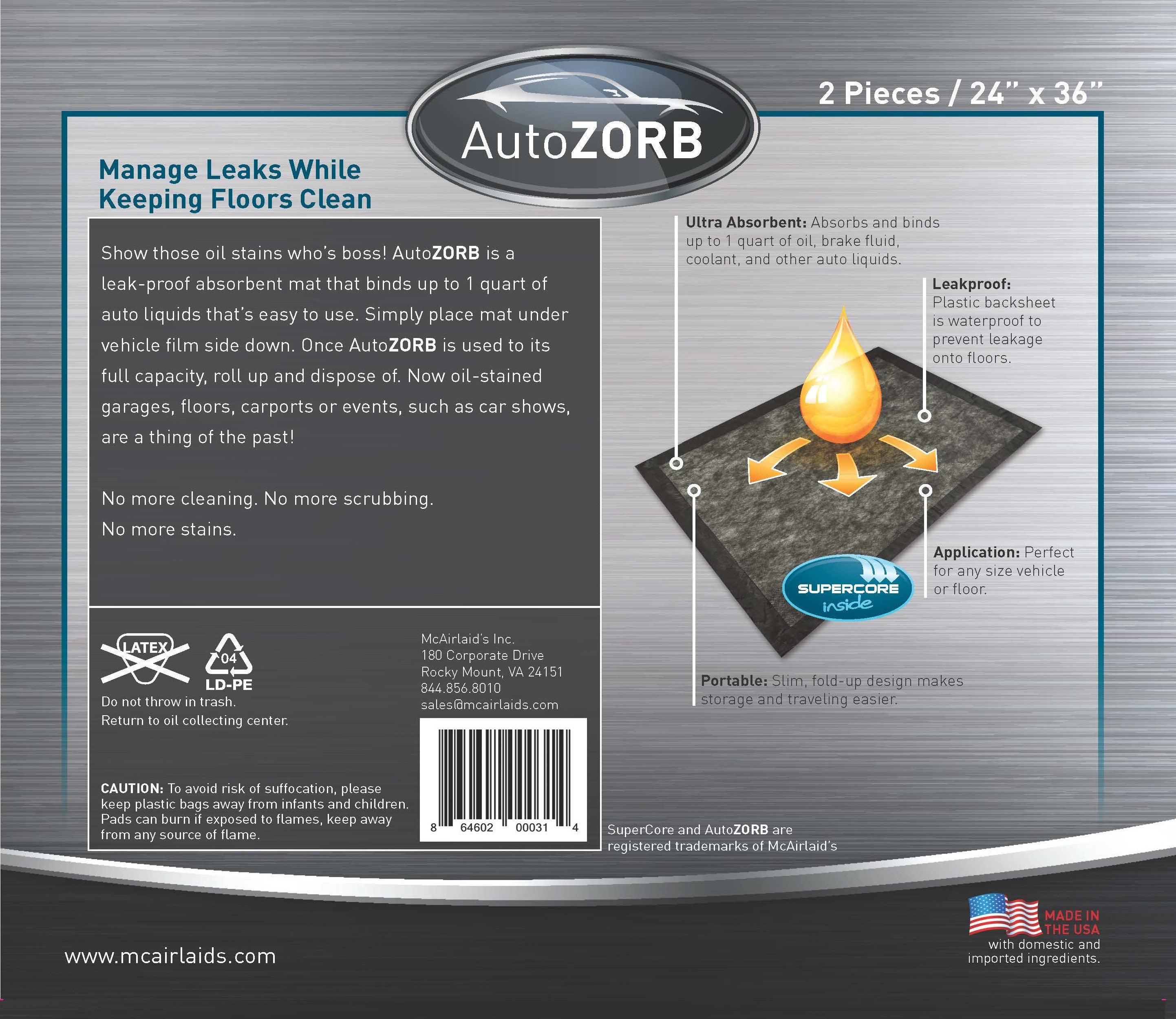AutoZORB Oil Mat 2-Pack